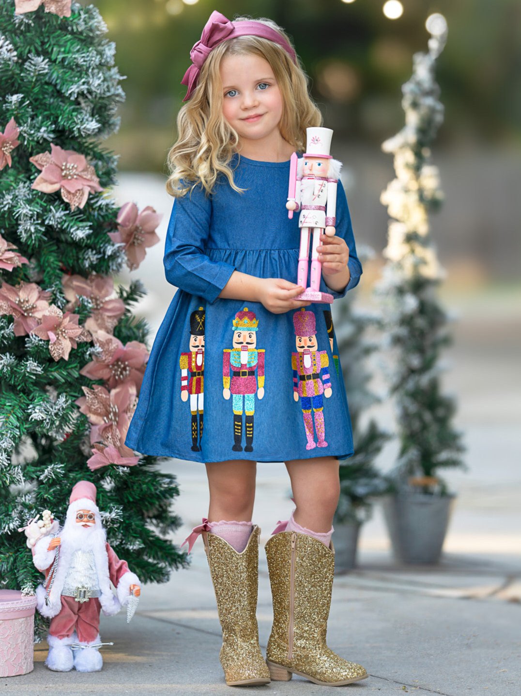Enchanting Nutcracker Glitter Chambray Dress Denim / 6Y