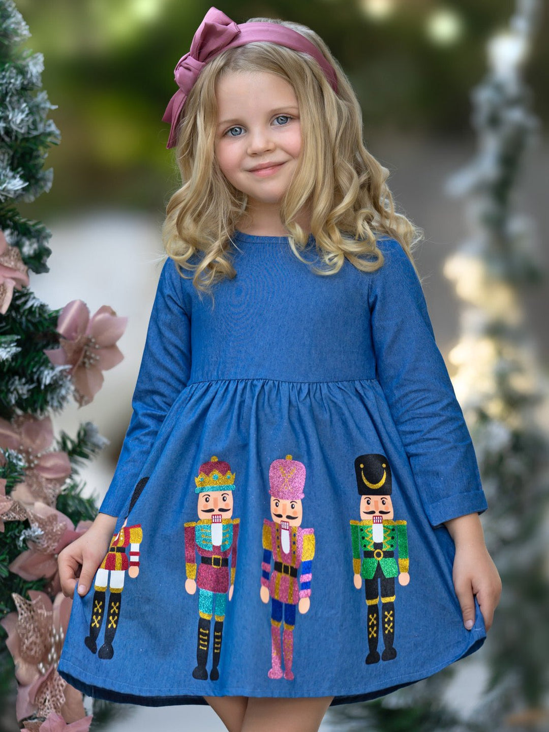 Enchanting Nutcracker Glitter Chambray Dress Mia Belle Girls