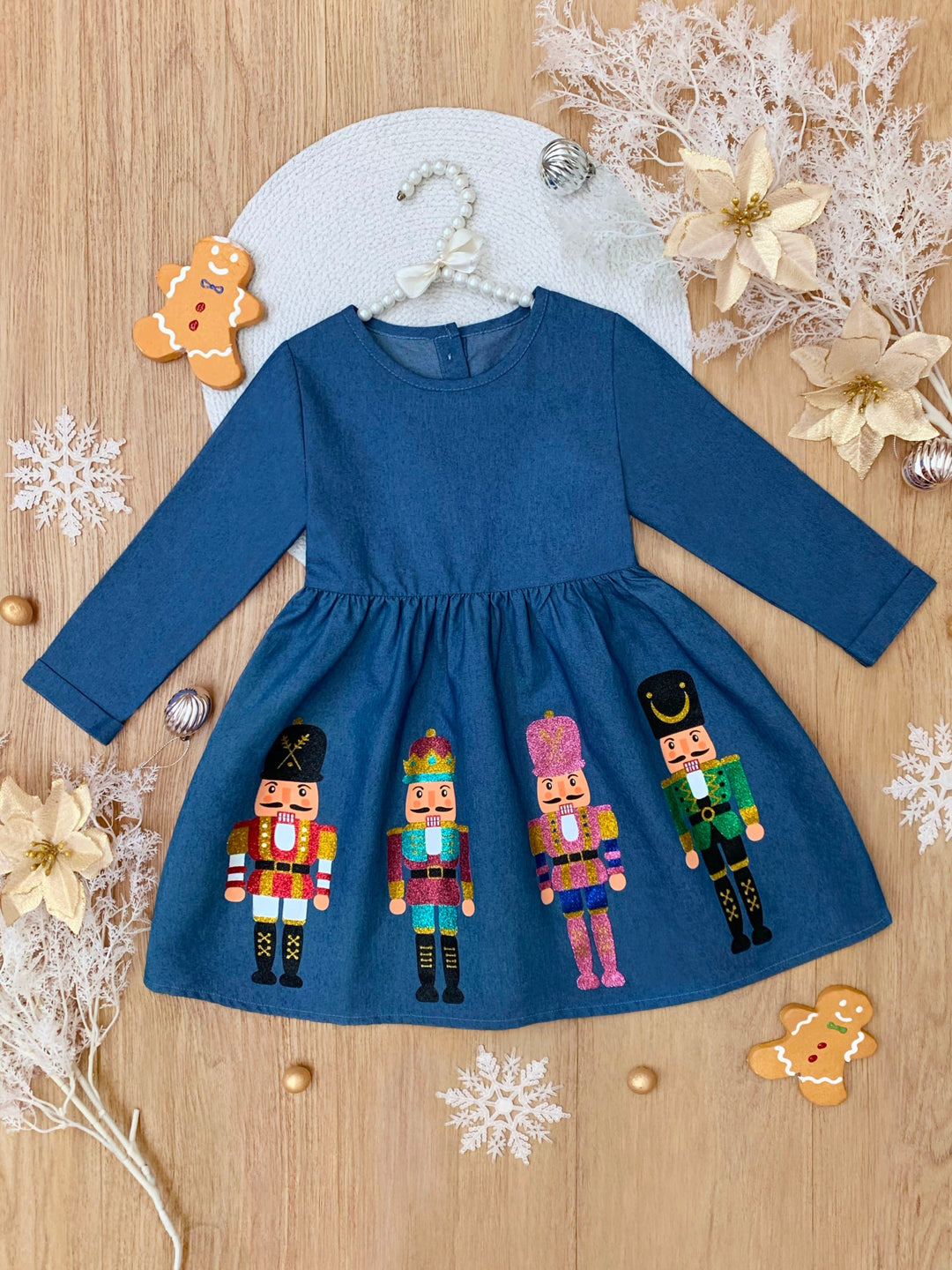 Enchanting Nutcracker Glitter Chambray Dress Mia Belle Girls