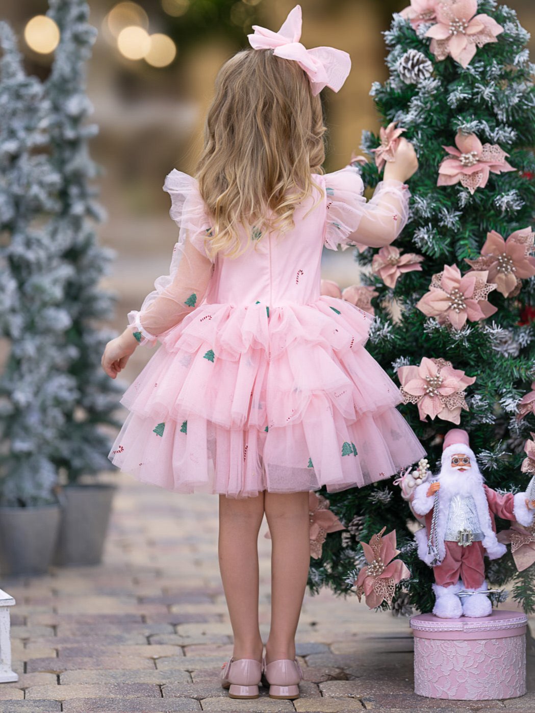 tutu dress for christmas Sweet Wink Big Girls Nutcracker Trellis Long Sleeve - Pink Features charming candy cane and Christmas tree details Toddler Baby Girl Christmas Dress