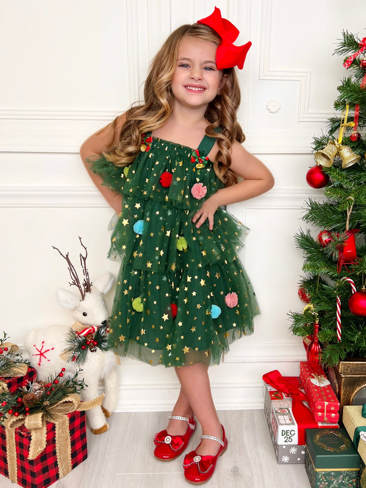 Christmas Ornament Starry Tulle Dress Mia Belle Girls