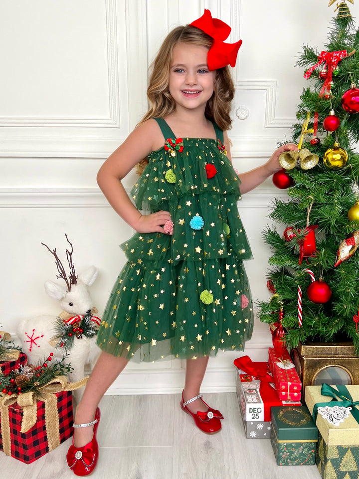 Christmas Ornament Starry Tulle Dress Mia Belle Girls