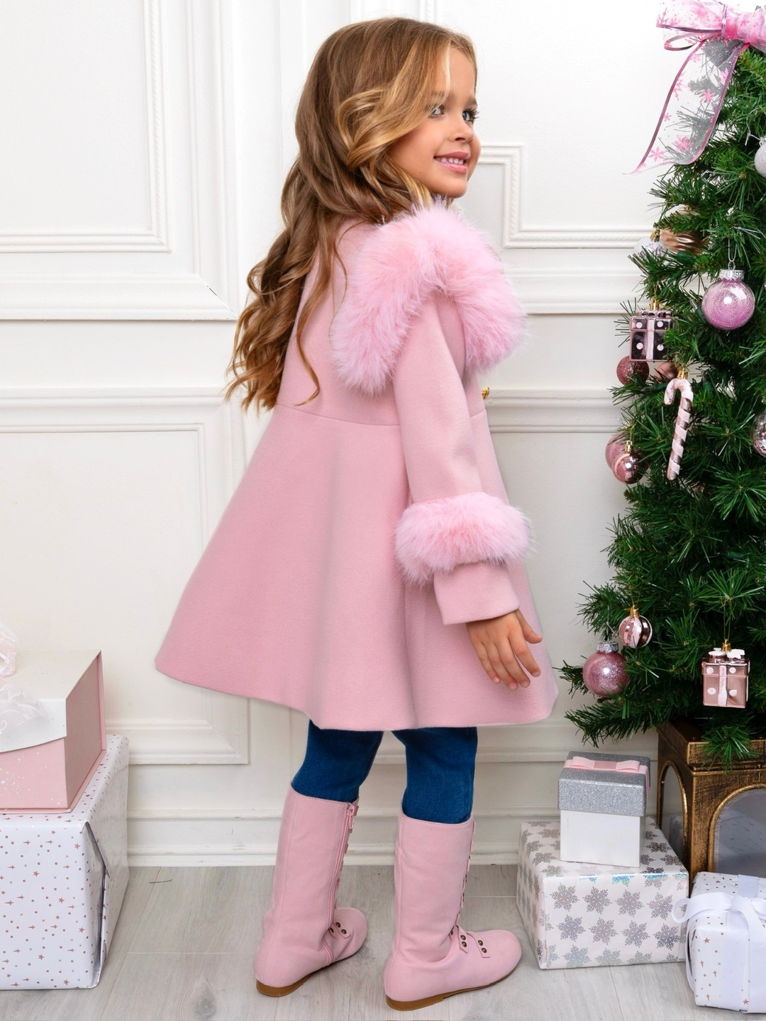 Frosted Princess Pink Fur Trim Dress Coat – Mia Belle Girls