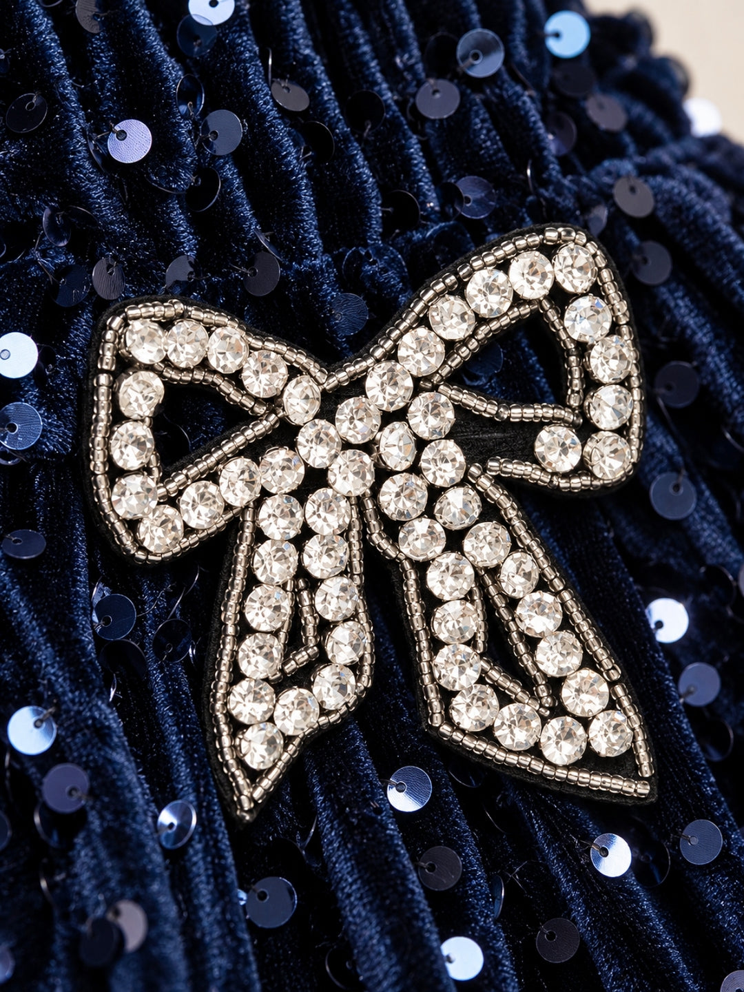 Midnight Bow Navy Sequin Drop-Waist Dress