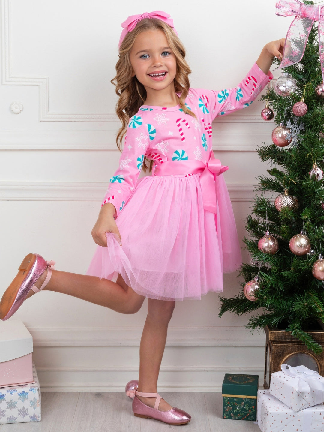 Candy Cane Wishes Pink Tutu Dress