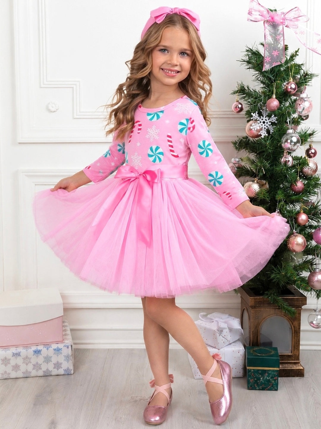 Candy Cane Wishes Pink Tutu Dress
