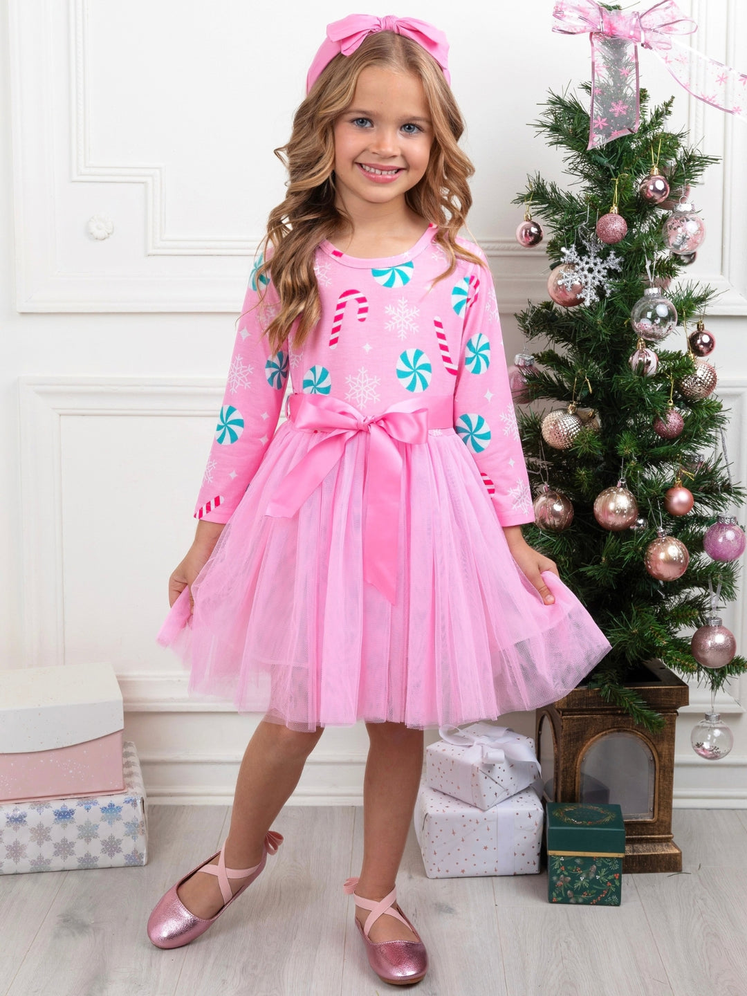 Candy Cane Wishes Pink Tutu Dress