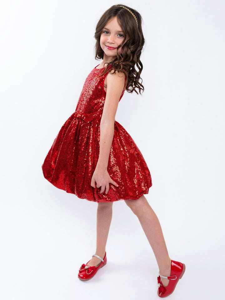 Holiday Red Sequin Bubble Dress