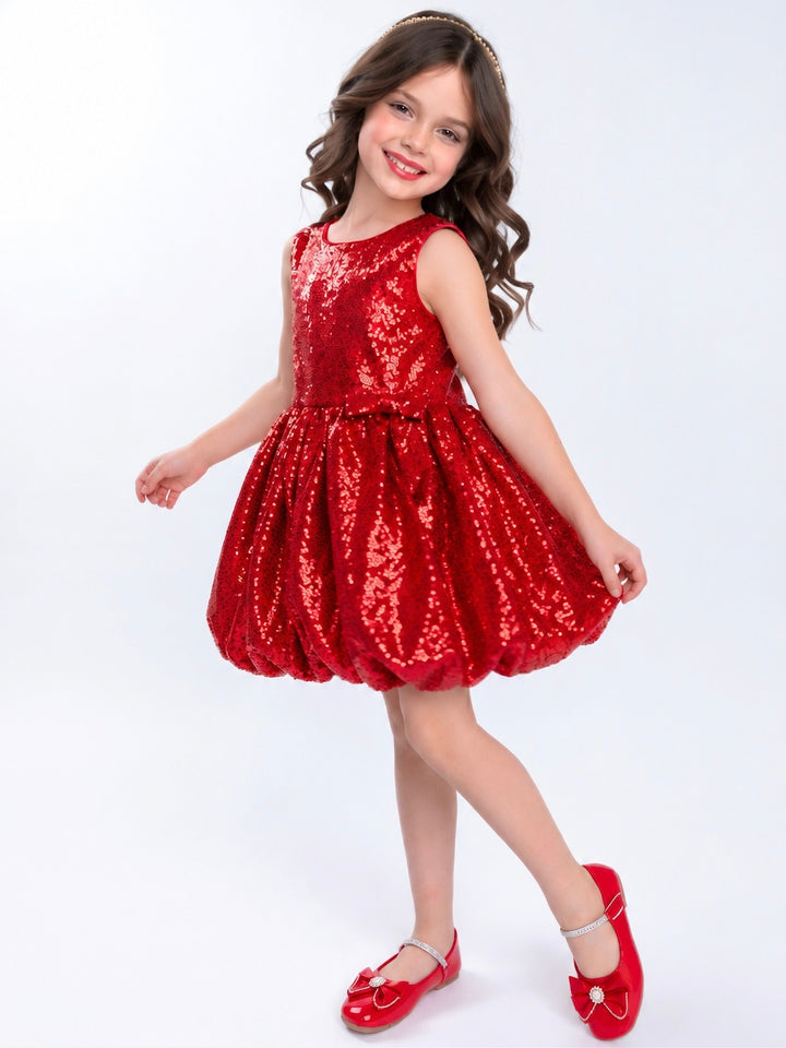 Holiday Red Sequin Bubble Dress