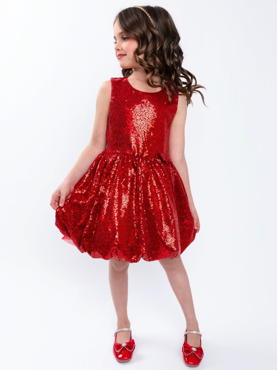 Holiday Red Sequin Bubble Dress