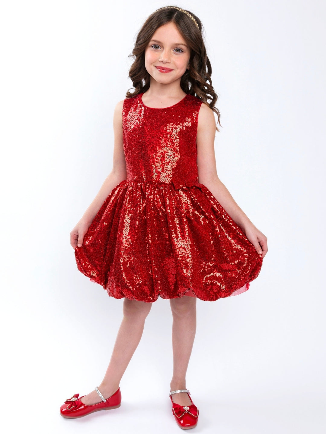 Holiday Red Sequin Bubble Dress