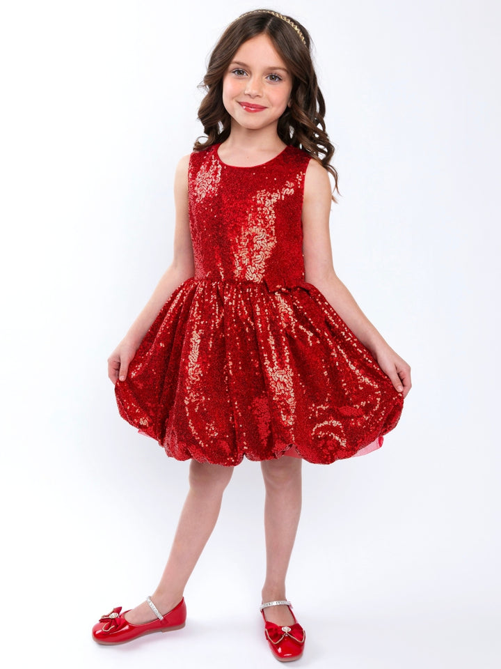 Holiday Red Sequin Bubble Dress