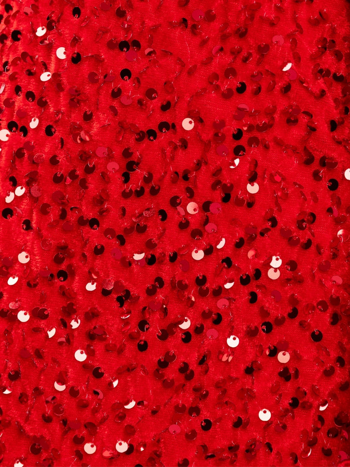 Red Sequin & Faux Fur Trim Christmas Shift Dress