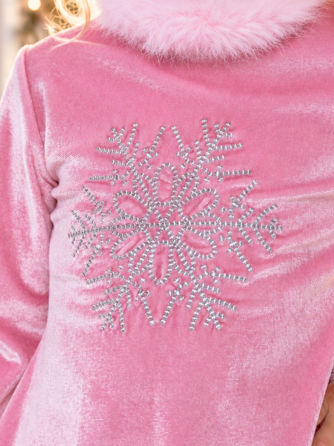 Frosted Pink Velvet Snowflake Dress