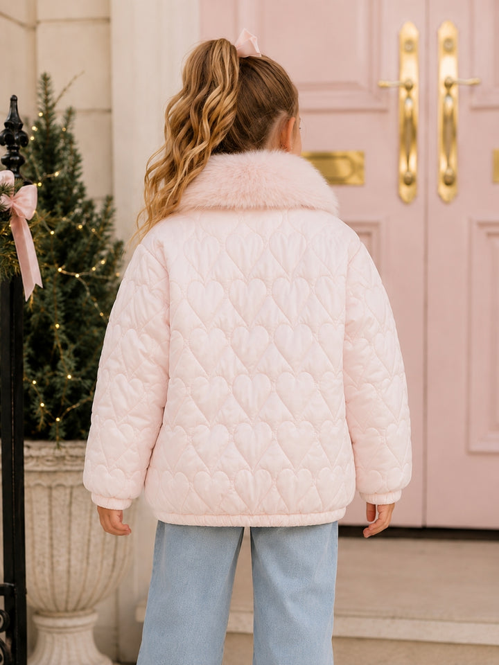 Pretty in Pink Quilted Faux Fur Collar Jacket