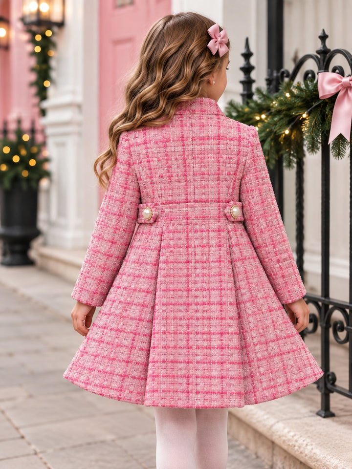 Luxe Rose Pearl Tweed Coat Dress