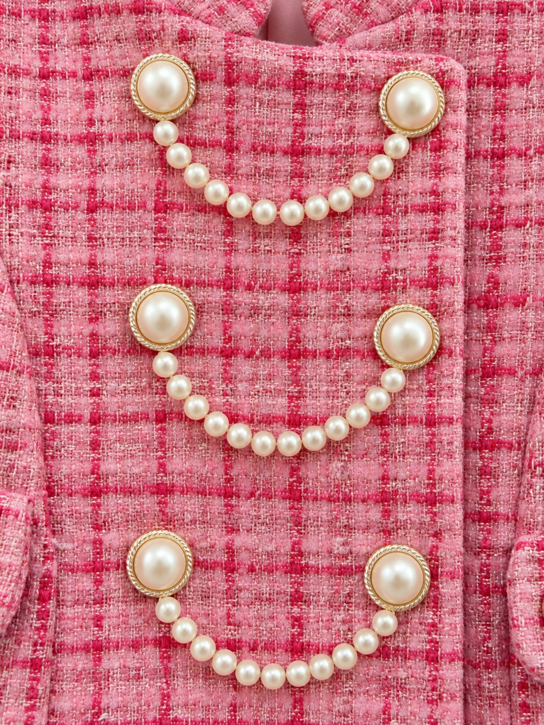 Luxe Rose Pearl Tweed Coat Dress