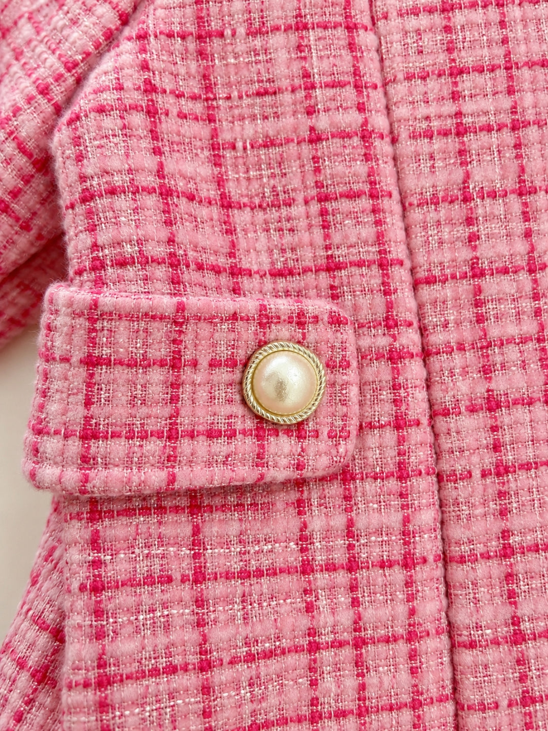 Luxe Rose Pearl Tweed Coat Dress