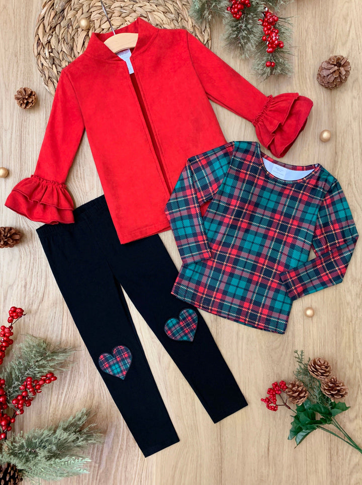 Mia Belle Girls Top, Cardigan & Leggings Set | Cute Winter Outfits