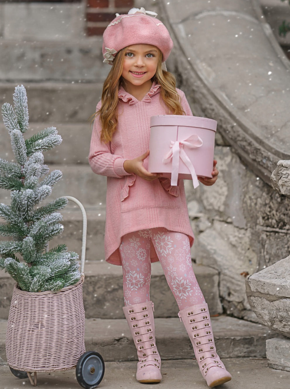 Mia Belle Girls Hoodie & Snowflake Leggings Set | Girls Winter Outfits