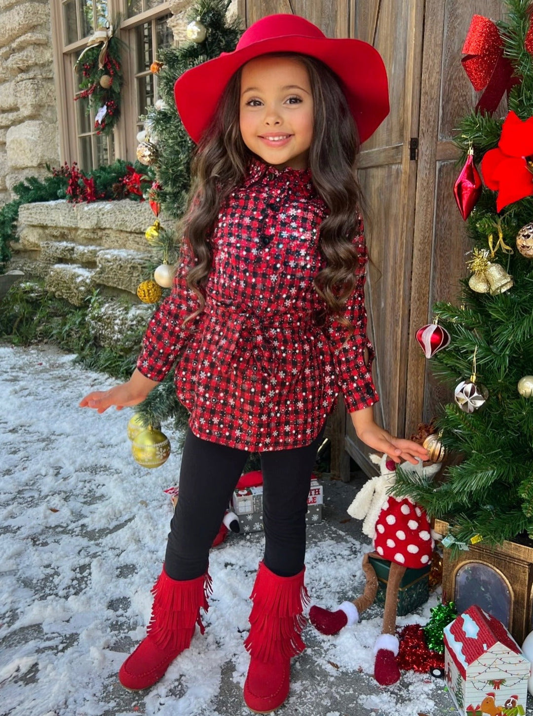 Mia Belle Girls Plaid Jacket & Legging Set | Girls Winter Outfits