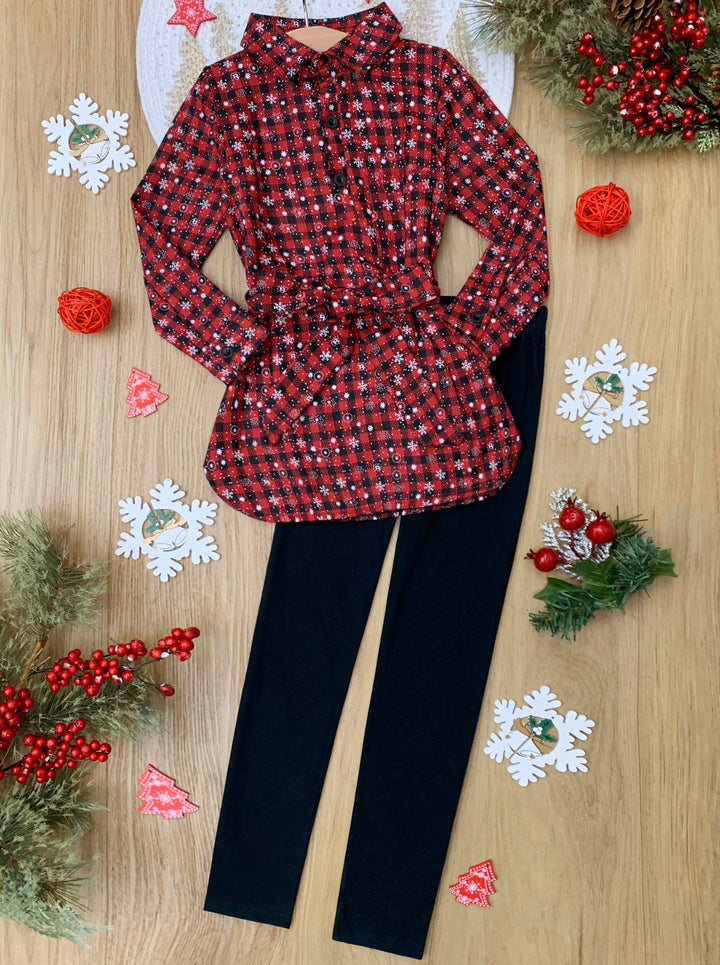 Mia Belle Girls Plaid Jacket & Legging Set | Girls Winter Outfits
