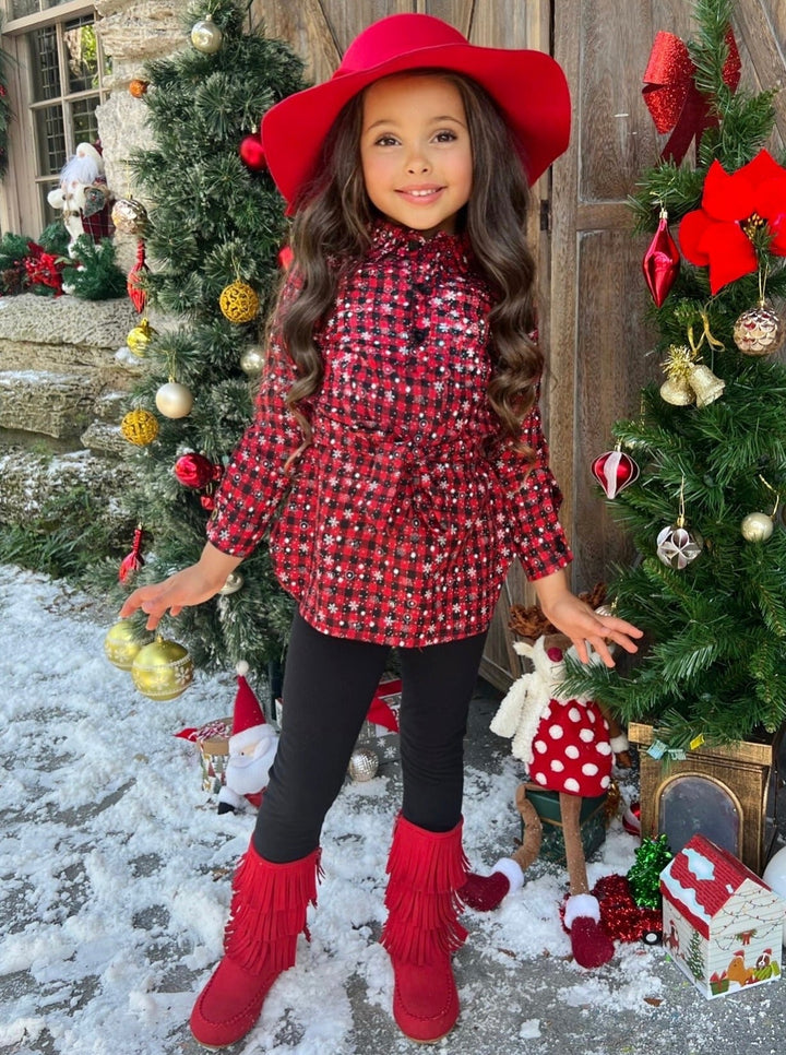 Mia Belle Girls Plaid Jacket & Legging Set | Girls Winter Outfits