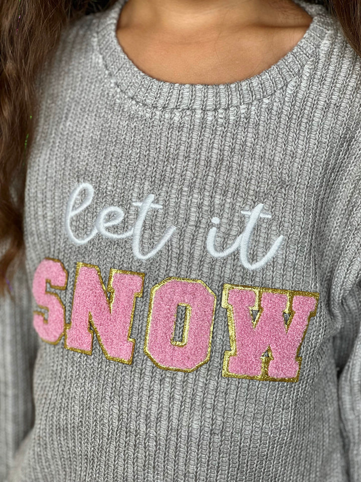 Let It Snow Sweater and Pink Dazzling Sequin Legging Set Mia Belle Girls