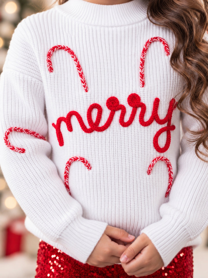 Merry Knit Sweater and Red Dazzling Sequin Pant Set