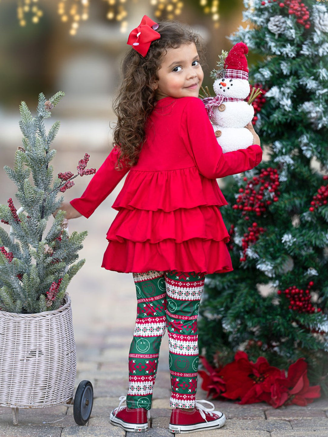 SmileyWorld Festive Ruffle Top and Legging Set Mia Belle Girls