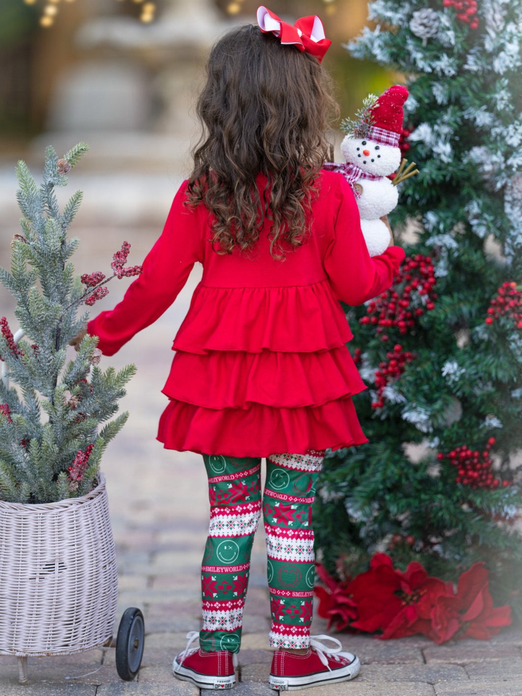SmileyWorld Festive Ruffle Top and Legging Set Mia Belle Girls