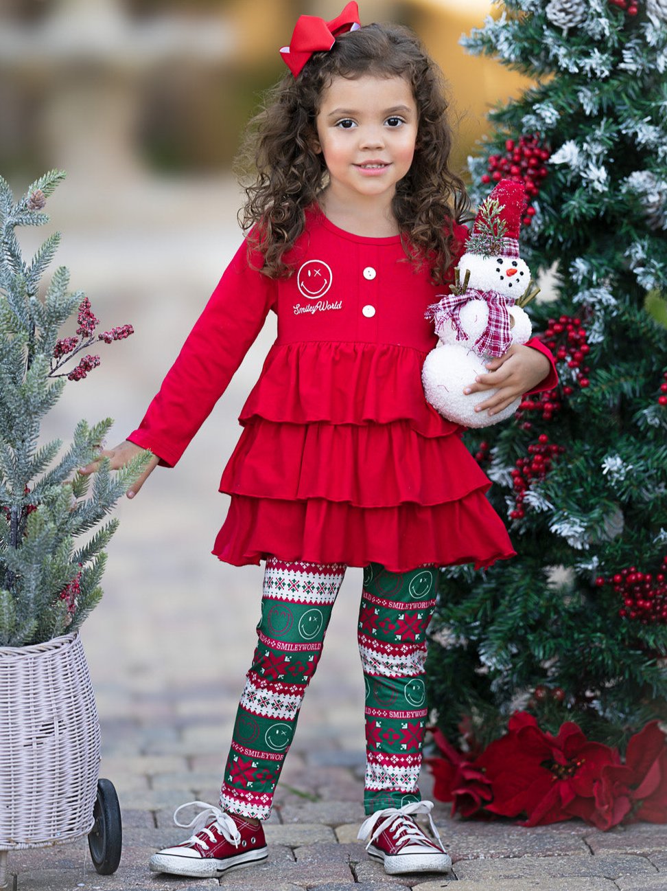 SmileyWorld Festive Ruffle Top and Legging Set Mia Belle Girls
