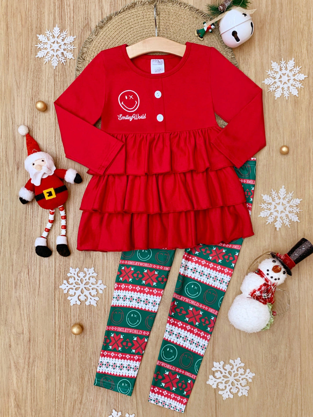 SmileyWorld Festive Ruffle Top and Legging Set Mia Belle Girls
