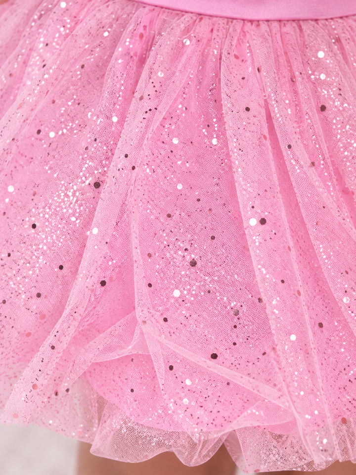 Winter Sparkle Waffle Knit Top and Glitter Bubble Skirt Set