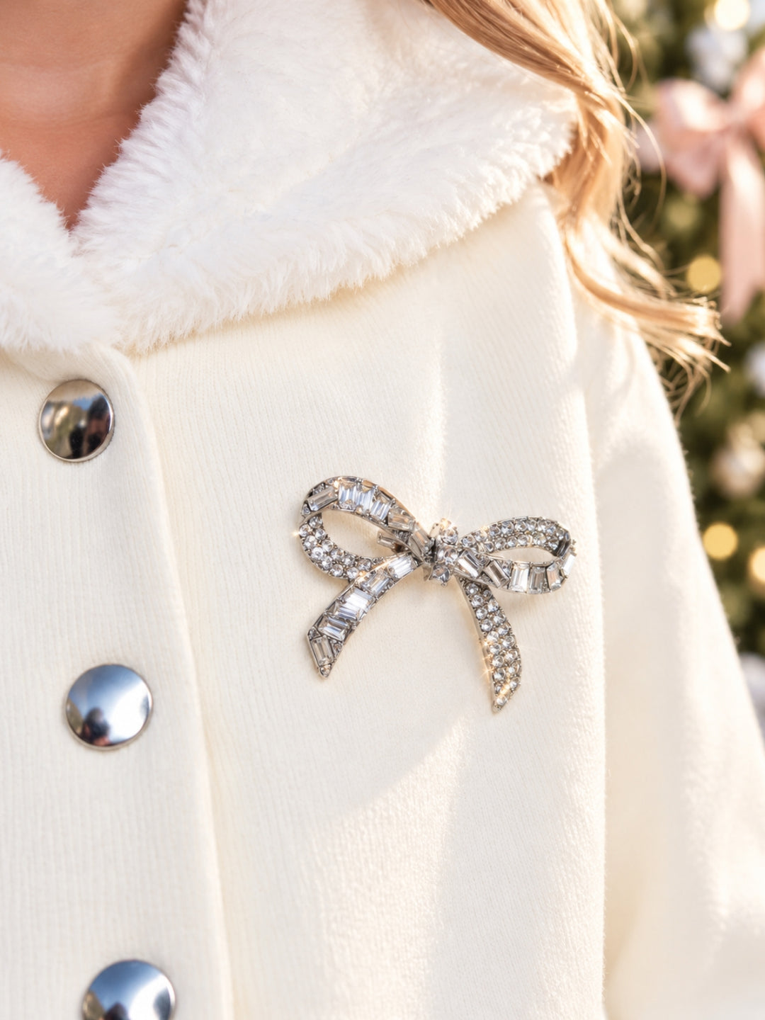 Winter Pearl Bow Jacket & Sparkle Tutu Skirt Set