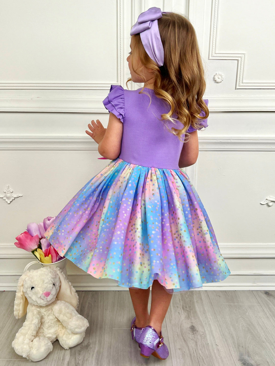 Mia Belle Girls Multicolor Bunny Tutu Dress | Easter Dresses