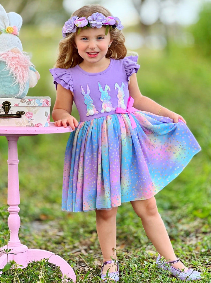 Mia Belle Girls Multicolor Bunny Tutu Dress | Easter Dresses