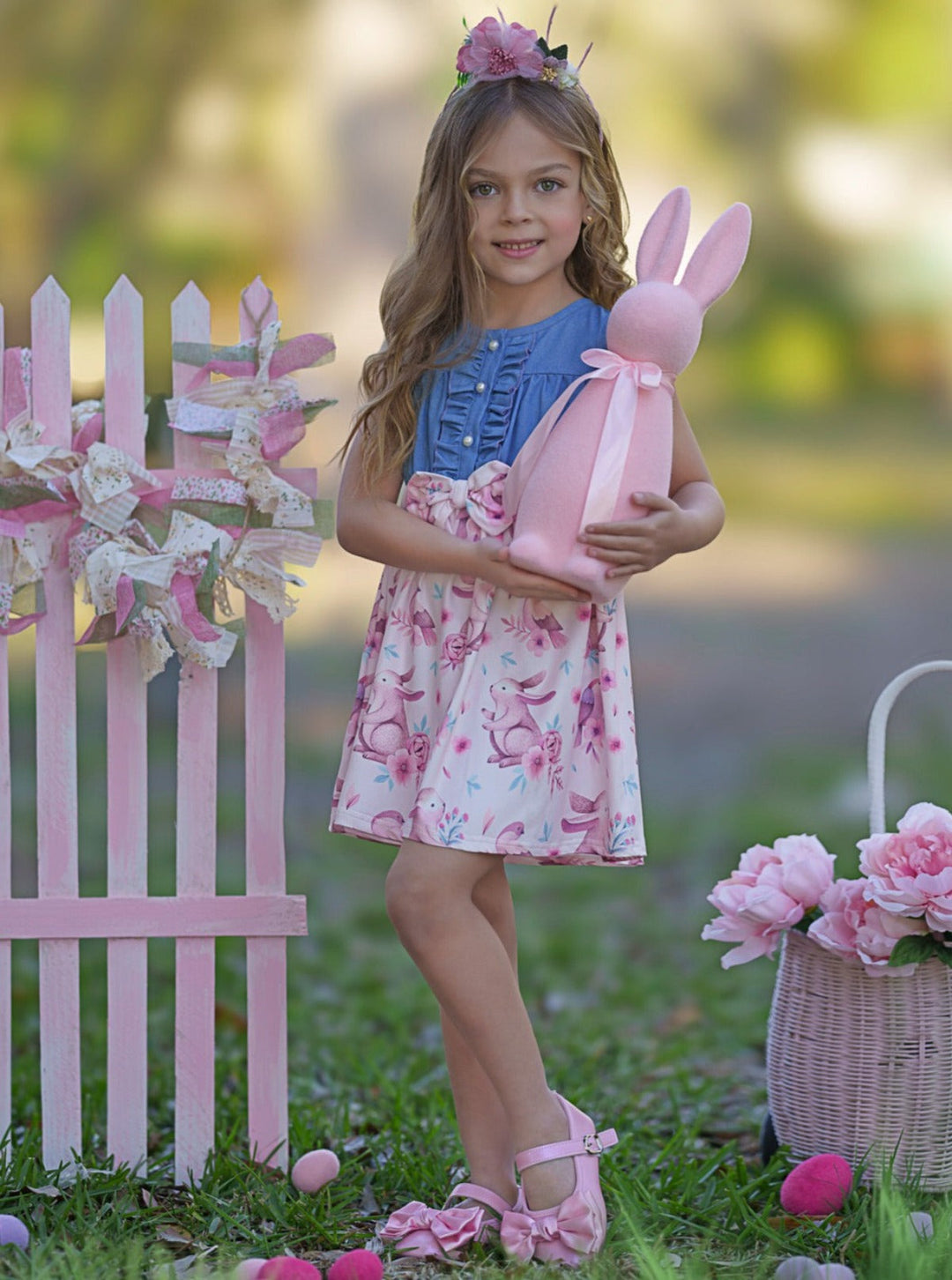 Hoppy Vibes Only Chambray Easter Dress – Mia Belle Girls