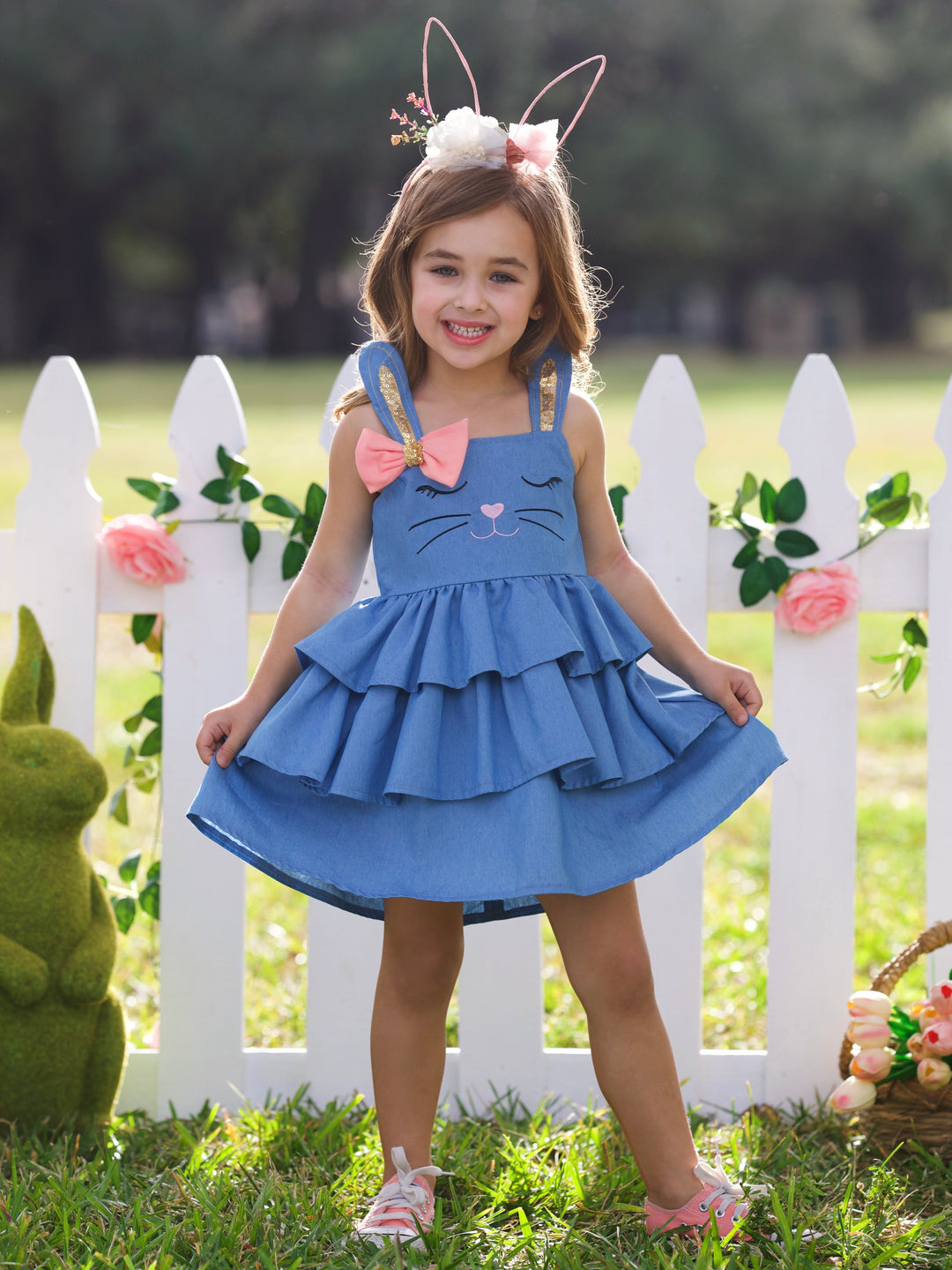 Bunny Dreams Ruffle Denim Dress Denim / 6Y/6X