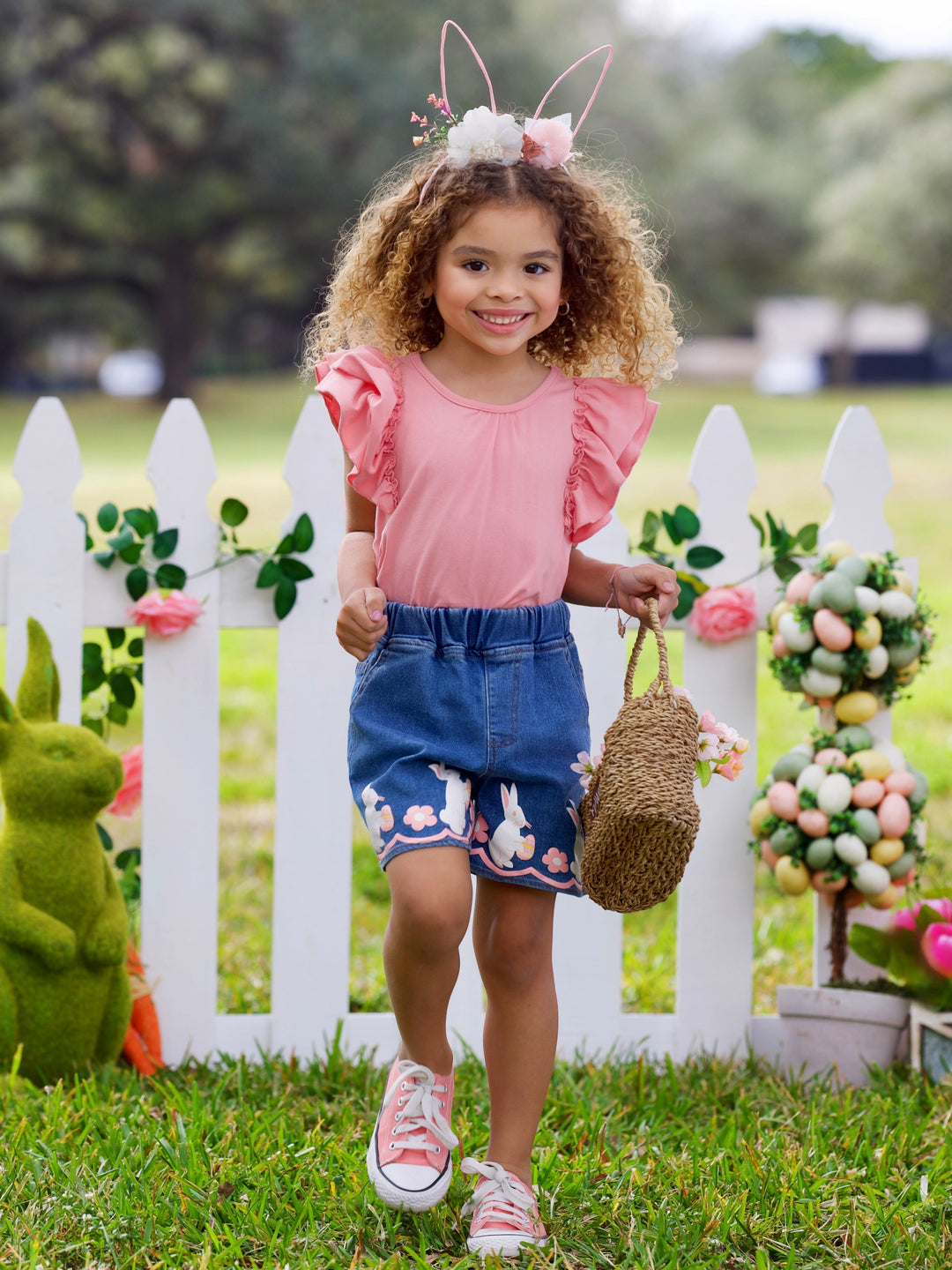 Bunny Business Denim Shorts Set Mia Belle Girls