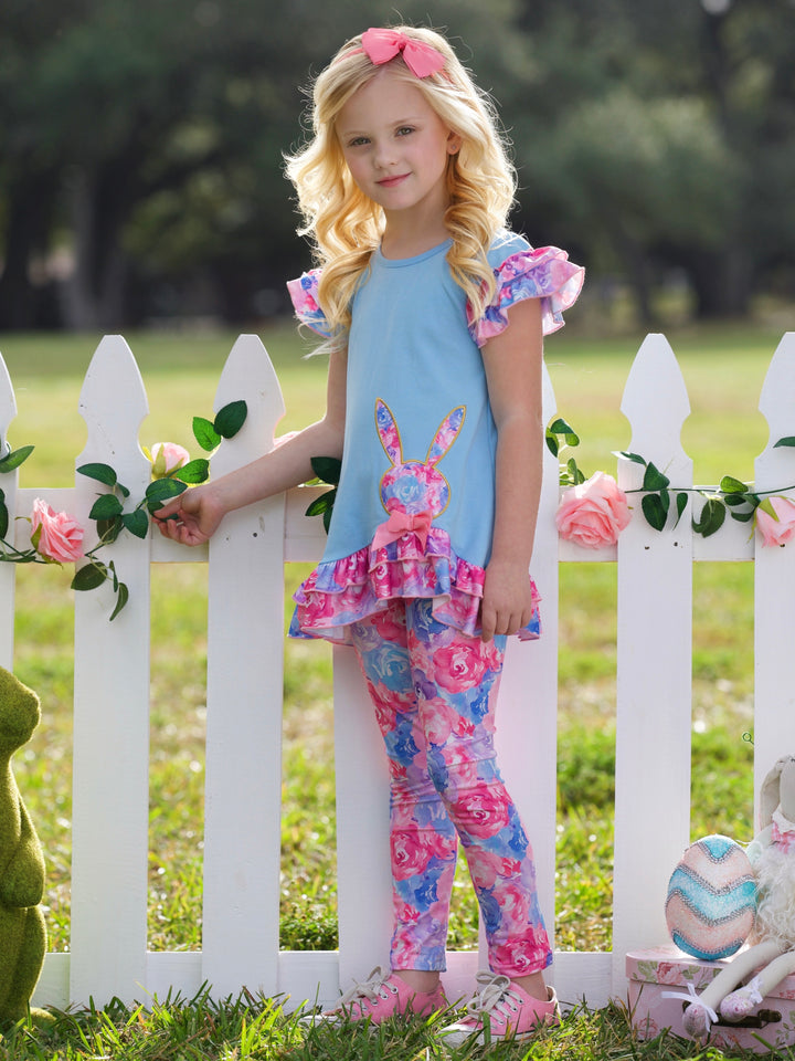 Radiant Roses Floral Bunny Legging Set Mia Belle Girls