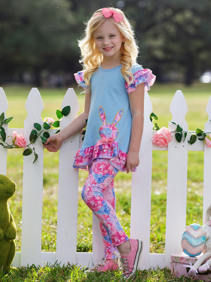 Radiant Roses Floral Bunny Legging Set Mia Belle Girls