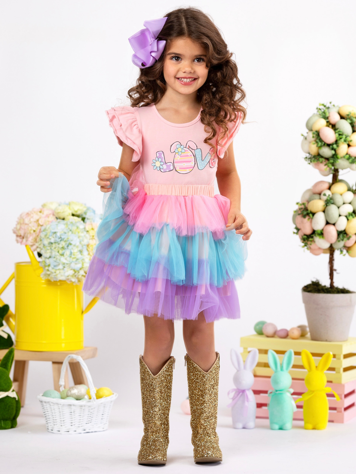 Love Easter Egg Top and Tutu Skirt Set Mia Belle Girls