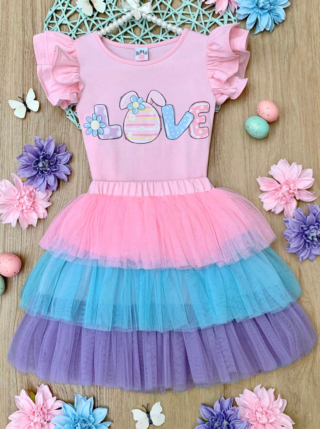 Love Easter Egg Top and Tutu Skirt Set Mia Belle Girls