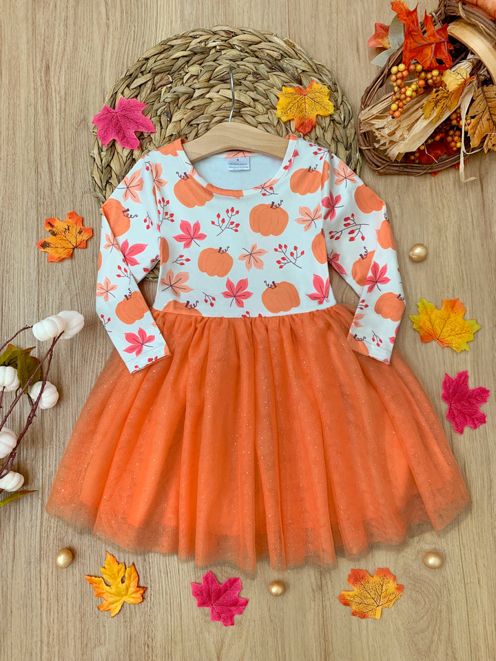The Best Pick Pumpkin Print Tutu Dress Mia Belle Girls