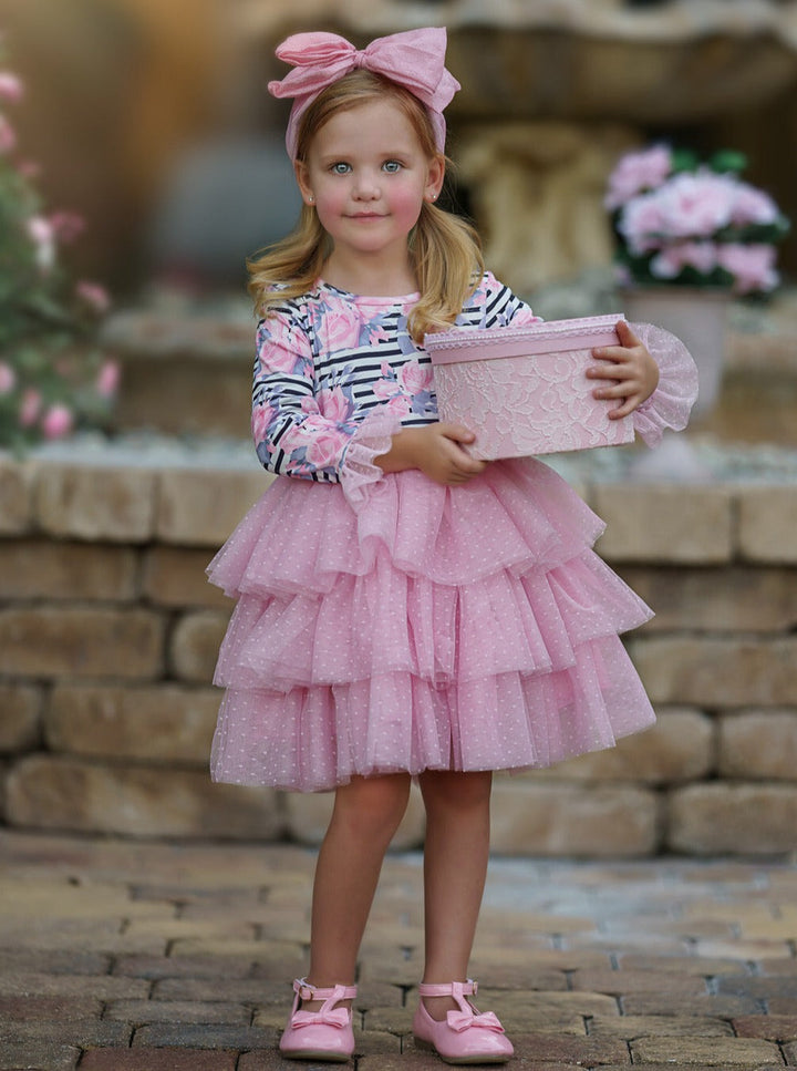 Pretty Pirouettes Pink Striped Ruffle Tutu Dress