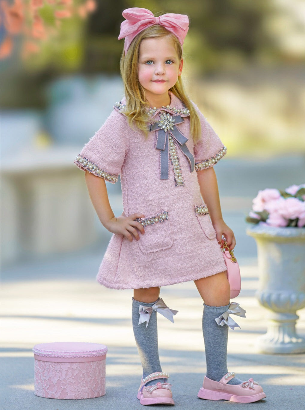 Prettiest Doll Pink Tweed Dress Pink / 10Y/12Y