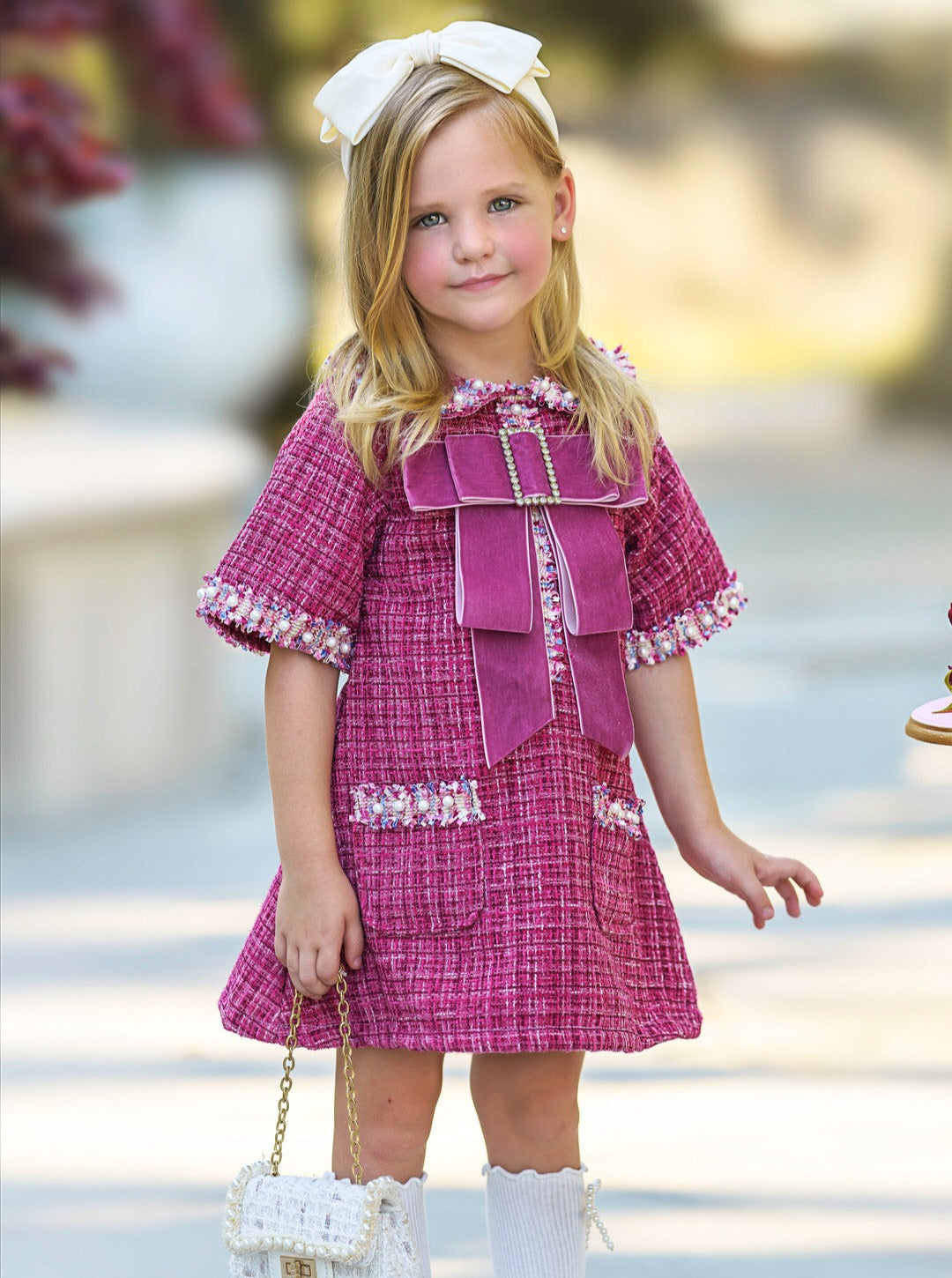 red tweed dress Prettiest Doll Berry – Mia Belle Girls Colour:White Botanical Floral Button Down Leopard Denim brand-SALONI 30% Wool Inner Fabric
