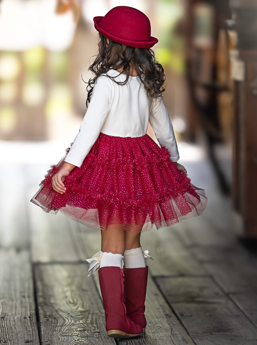 Vintage Truck Leaves Ruffled Tutu Dress Mia Belle Girls