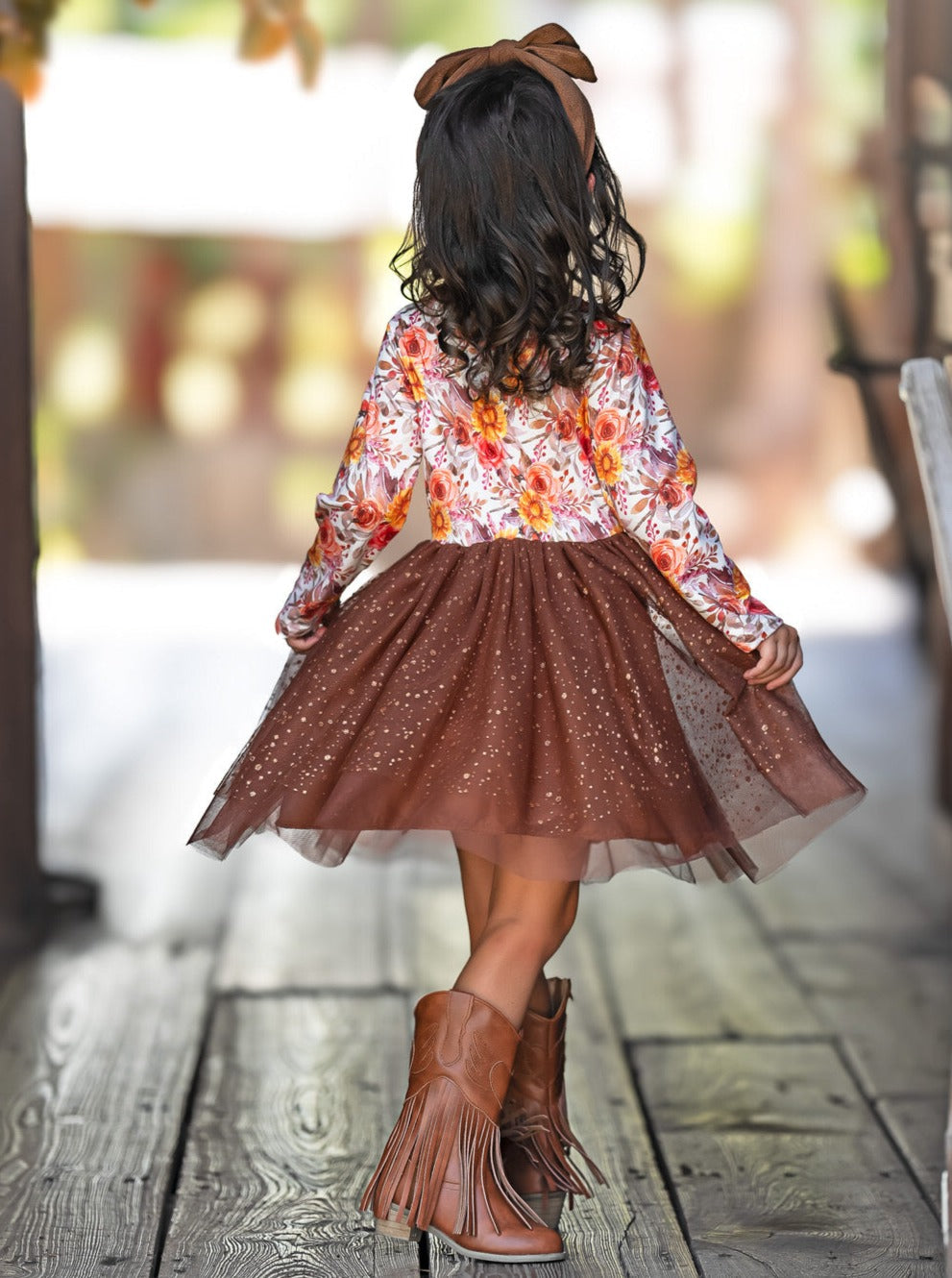 Autumn Floral Glitter Tutu Dress Mia Belle Girls